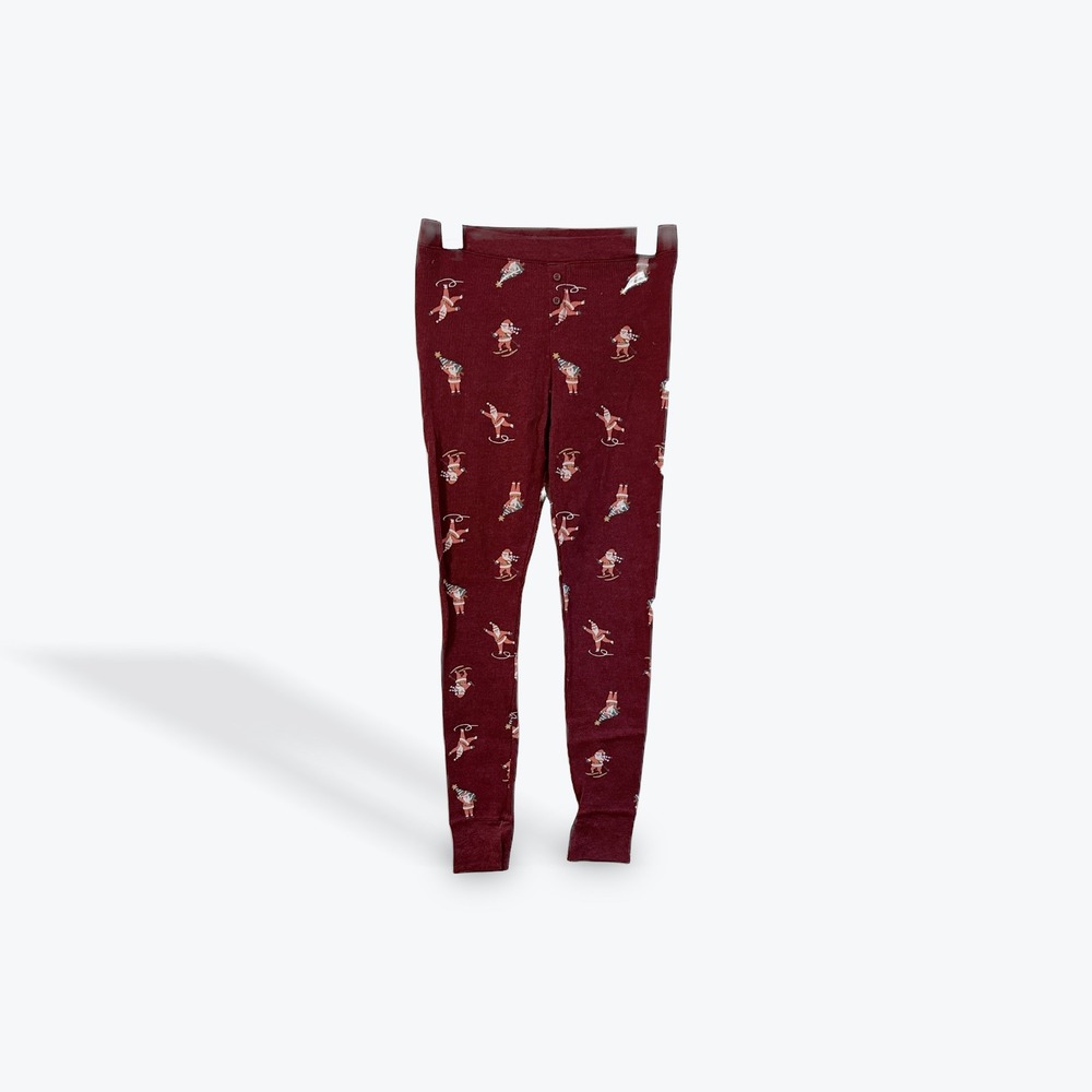 Old Navy Womens Burgundy‎ Christmas Santa Gnome Pajama Sleepwear Pants Size S